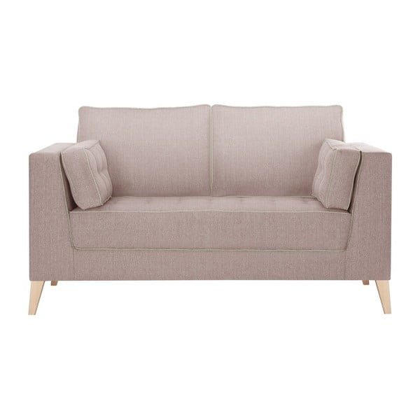 Różowa sofa dwuosobowa wykończona kremowym szwem francuskim Stella Cadente Atalaia