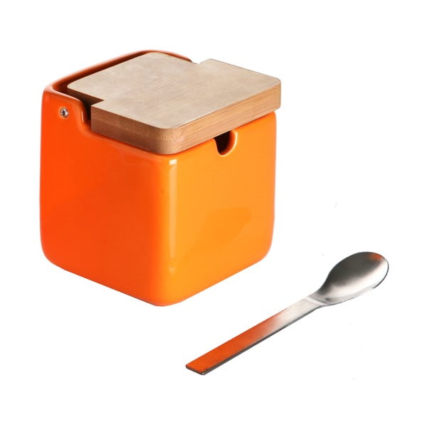 Pomarańczowa cukiernica z łyżeczką Versa Spoon Wood