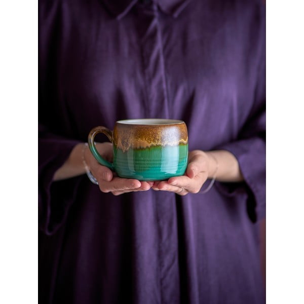 Zielono-brązowe kamionkowe kubki zestaw 4 szt. 400 ml Sheen – Bloomingville-image-1