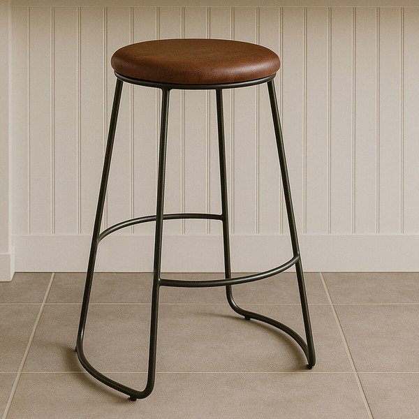 Czarny/brązowy tapicerowany hoker (wysokość siedziska 64 cm) Brixton – Premier Housewares-image-2