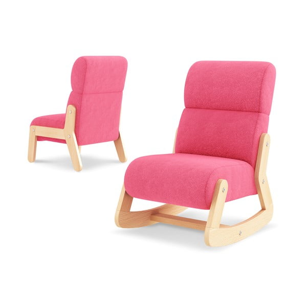 Różowy fotel dziecięcy z wymiennymi nogami Timoore Simple, z zagłówkiem