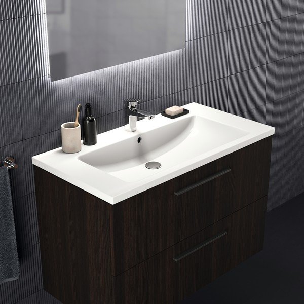 Ciemnobrązowa wisząca szafka pod umywalkę w dekorze dębu 100x63 cm i.Life B – Ideal Standard-image-1