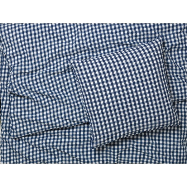 Biało-ciemnoniebieska pościel jednoosobowa z kory 140x200 cm Bæk&Bølge – JUNA-image-1