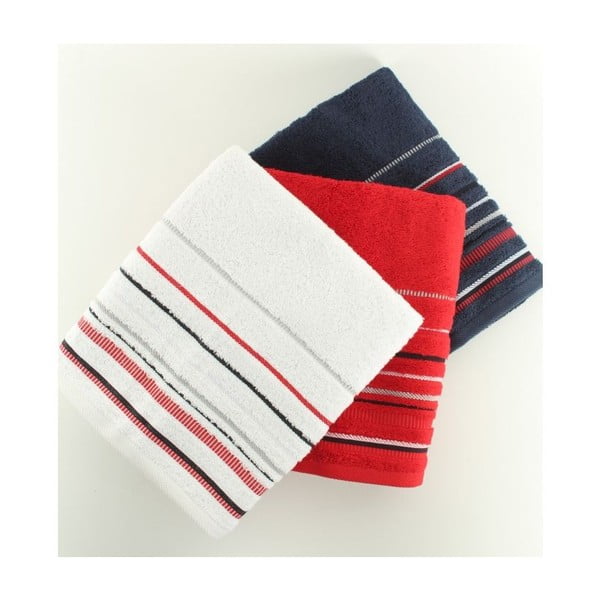 Komplet 2 ręczników US Polo Hand White/Red/navy, 50x90 cm