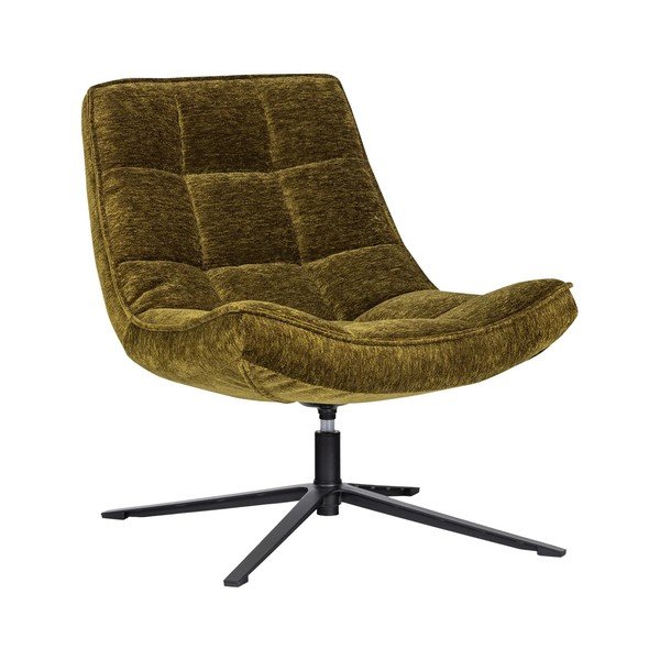 Zielony obrotowy fotel z tkaniny szenilowej Maudi – WOOOD