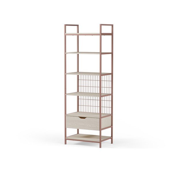 Stalowy regał w kolorze terakoty 60x179,5x40 cm Amara – Marckeric-image-2