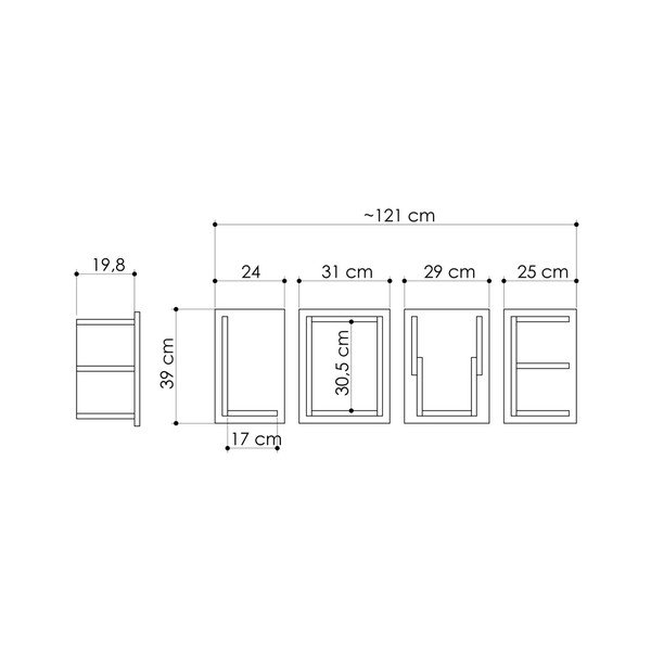 Zestaw 4 półek Homitis Love Claret Red-image-2
