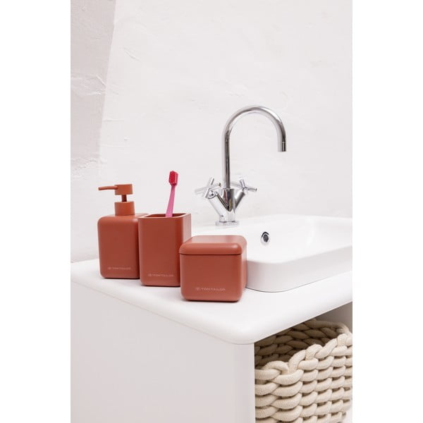 Pomarańczowy kubek na szczoteczki do zębów z żywicy polimerowej Tom Tailor T-Rounded – Wenko-image-1