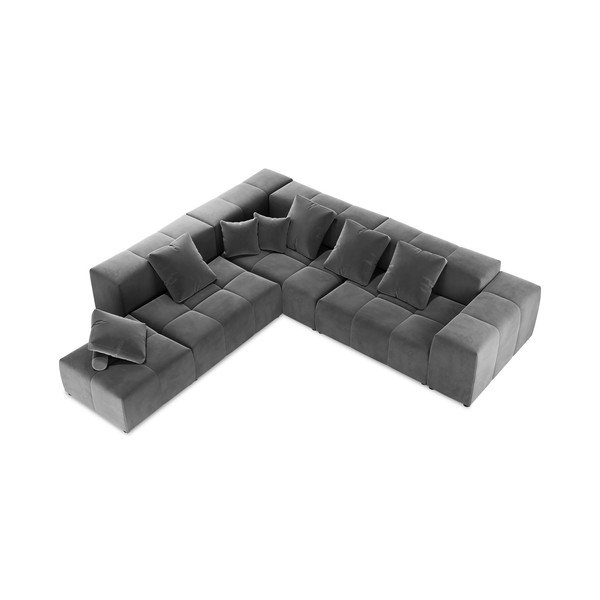 Szary aksamitny narożnik (róg zmienny) Rome Velvet – Cosmopolitan Design-image-4