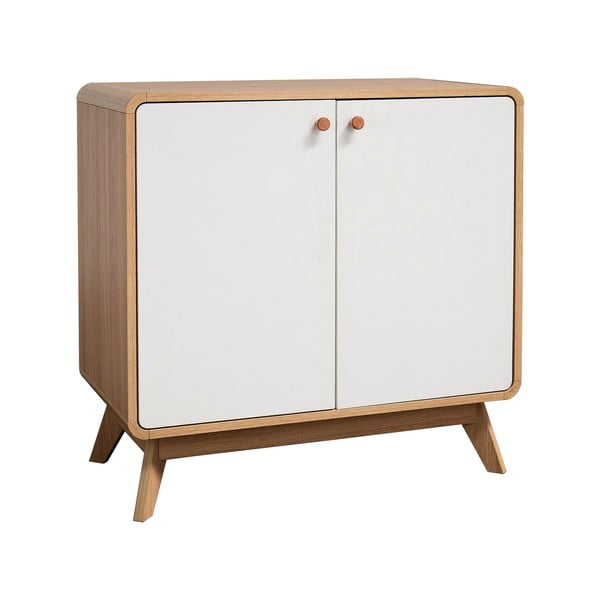 Biała niska komoda w dekorze dębu 75x75 cm Cassie – Støraa-image-1