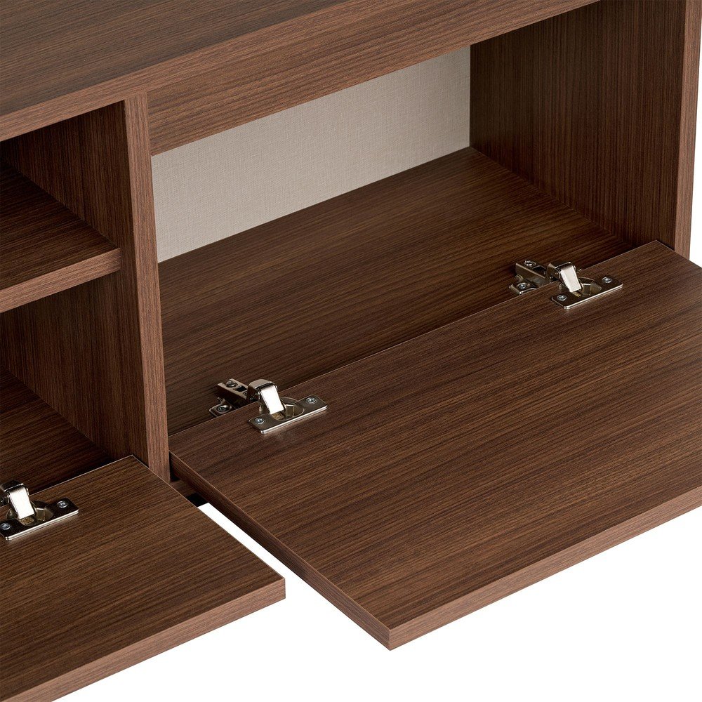 Szafka pod TV w dekorze orzecha w ciemnym naturalnym kolorze 160x42x30 cm Sentinel – Kalune Design (zdjęcie 7)