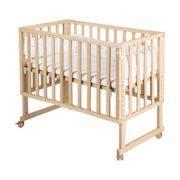 Łóżeczko na kółkach 90x45 cm w naturalnym kolorze Star Magic – Roba-image-2