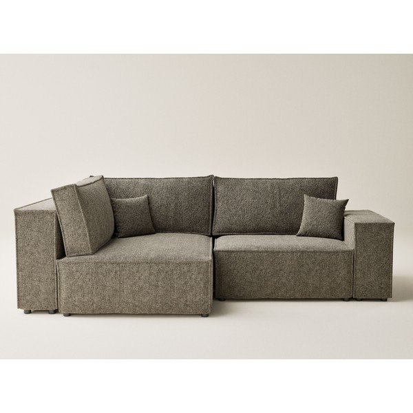 Brązowy rozkładany/ze schowkiem narożnik z tkaniny szenilowej (lewostronny/w kształcie litery L) Tonga – Maison de Rêve-image-2