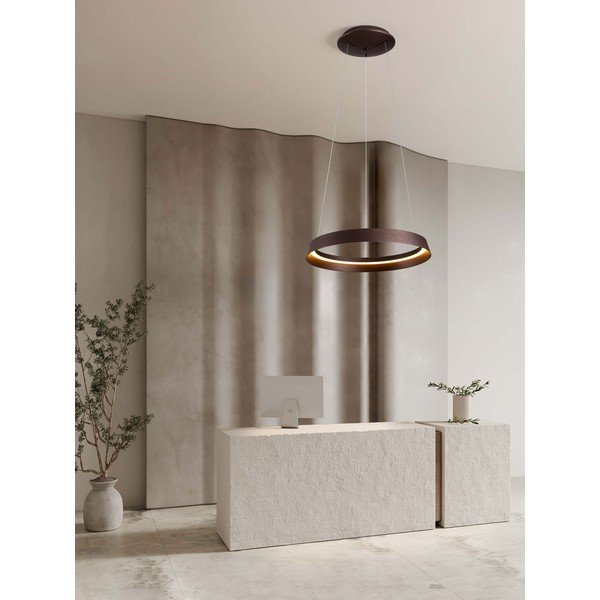 Brązowa aluminiowa lampa wisząca LED ze ściemniaczem z kloszem ze szkła akrylowego ø 45 cm Ormi – Nova Luce-image-1