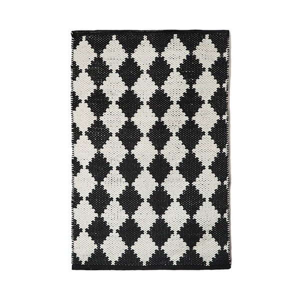 Czarno-biały bawełniany ręcznie tkany dywan Pipsa Diamond, 60x90 cm