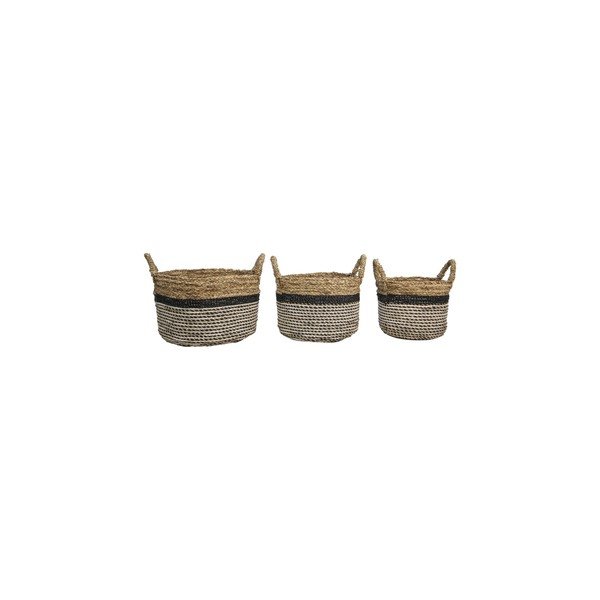 Komplet 3 koszyków do przechowywania HSM collection Raffia Natural Gris-image-4
