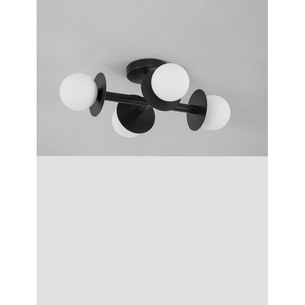 Biała/czarna metalowa lampa sufitowa ze szklanym kloszem 37x51 cm Pielo – Nova Luce-image-2