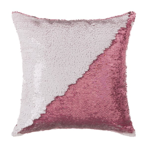 Biało-różówa poduszka z cekinami Unimasa Glitter, 45x45 cm