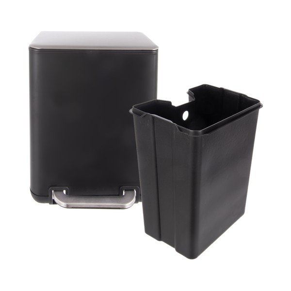 Czarny kosz na śmieci z pedałem ze stali nierdzewnej 6 l Black – Orion-image-4