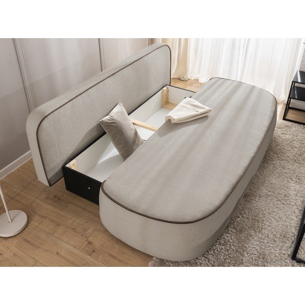 Brązowa/szarobrązowa aksamitna rozkładana/ze schowkiem sofa 210 cm Saga – Ropez-image-4