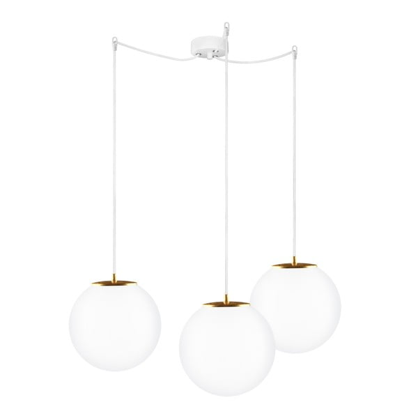 Lampa potrójna Tsuki M Elementary biało-złota, matowa