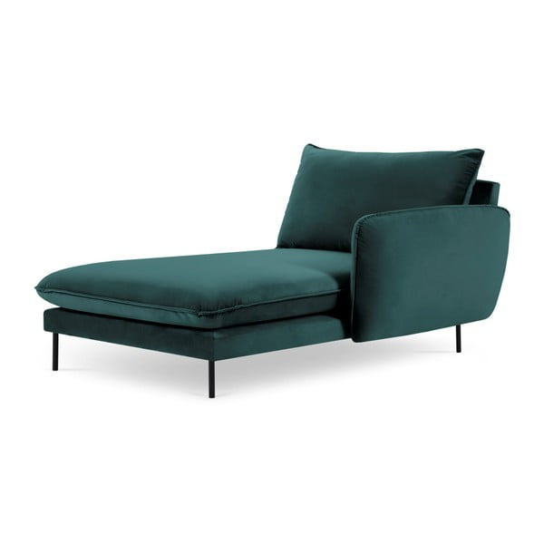 Ciemnozielony aksamitny szezlong z podłokietnikiem po prawej stronie Cosmopolitan Design Vienna-image-2