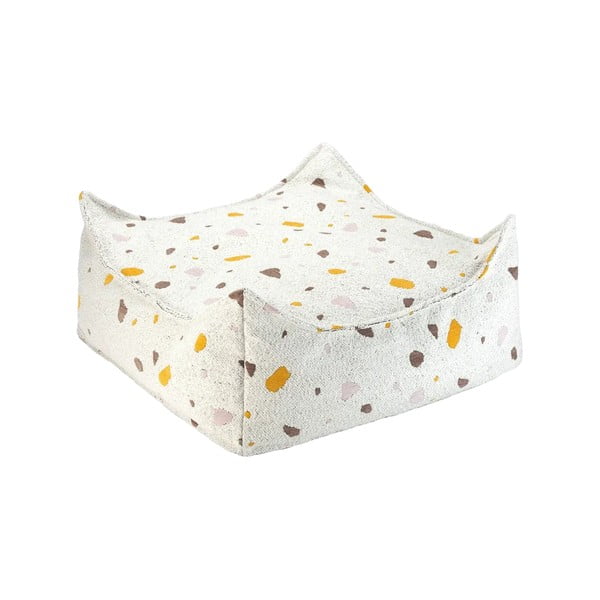 Biały dziecięcy worek do siedzenia z materiału bouclé/z tkaniny szenilowej Terrazzo Square – Wigiwama