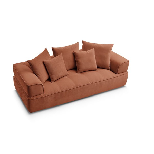 Sofa z tkaniny szenilowej w kolorze terakoty 237 cm Whesley – Bobochic Paris-image-4