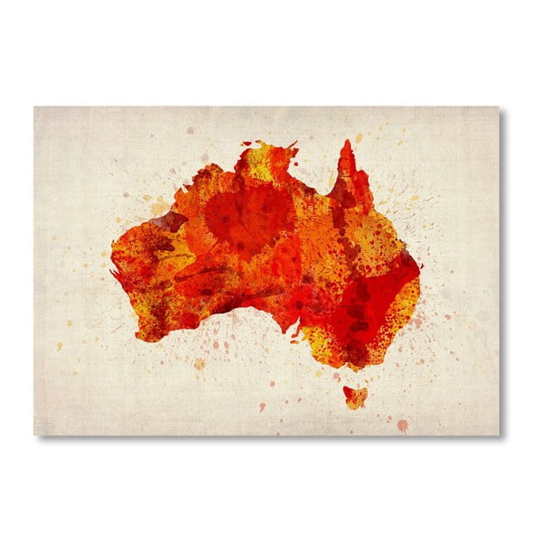 Plakat z czerwoną mapą Australii Americanflat Watercolour, 60x42 cm