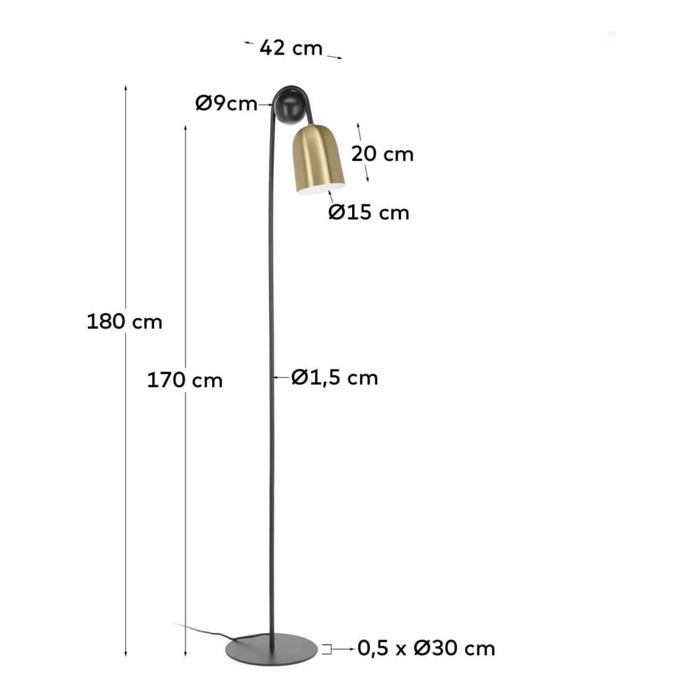 Lampa stojąca w czarno-złotym kolorze z metalowym kloszem (wysokość 180 cm) Natsumi – Kave Home (zdjęcie 4)