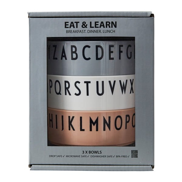 Zestaw 3 misek dla dzieci Design Letters Breakfast. Dinner. Lunch. Nude-image-2