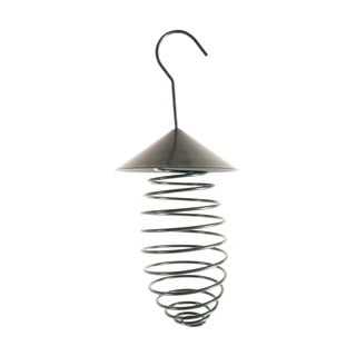 Ciemnozielony metalowy karmnik z daszkiem Esschert Design, ⌀ 10,8 cm