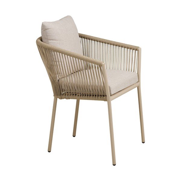 Beżowe metalowe tapicerowane krzesło ogrodowe Salerno – House Nordic-image-3