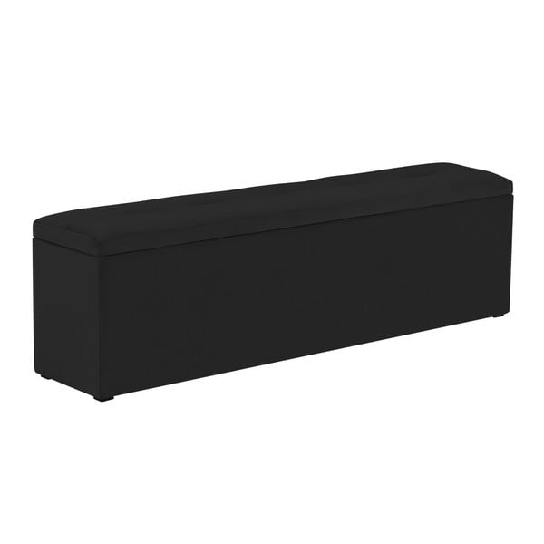 Czarna ławka do łóżka ze schowkiem Kooko Home, 47x140 cm
