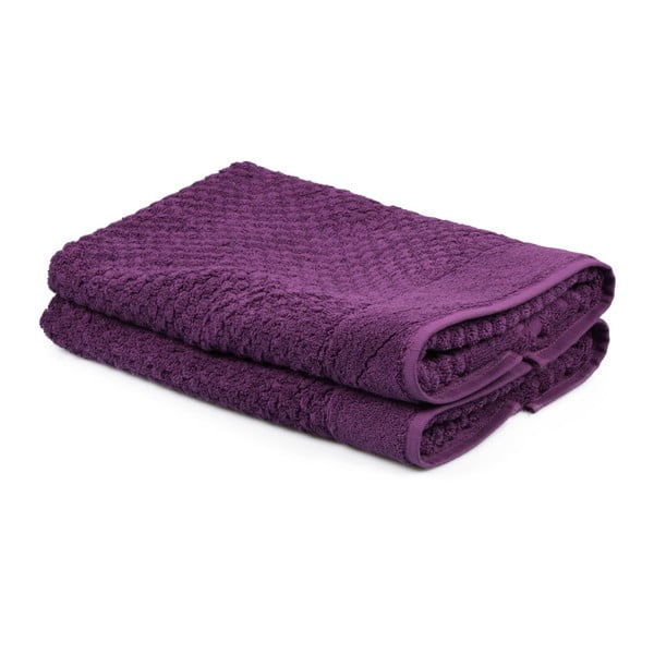 Zestaw 2 fioletowych ręczników ze 100% bawełny Mosley, 50x80 cm