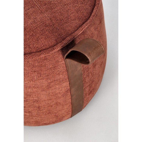 Puf z tkaniny szenilowej w kolorze terakoty Anila – Bizzotto-image-1