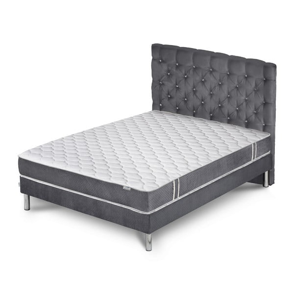 Szare łóżko z materacem Stella Cadente Syrius Forme 140x200 cm