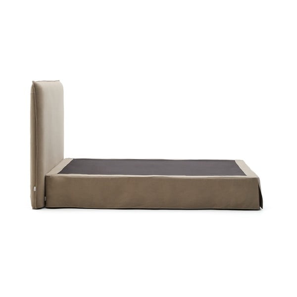 Szarobrązowe tapicerowane łóżko dwuosobowe 160x200 cm Jaira – Kave Home-image-4