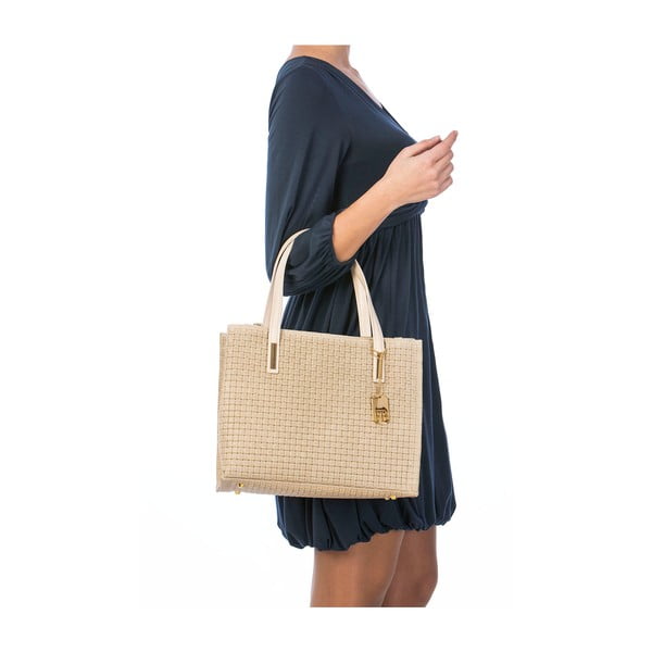 Skórzana torebka Suede Braid Beige-image-1