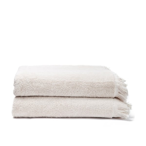 Komplet 2 kremowych ręczników kąpielowych z bawełny Casa Di Bassi Bath, 100x160 cm