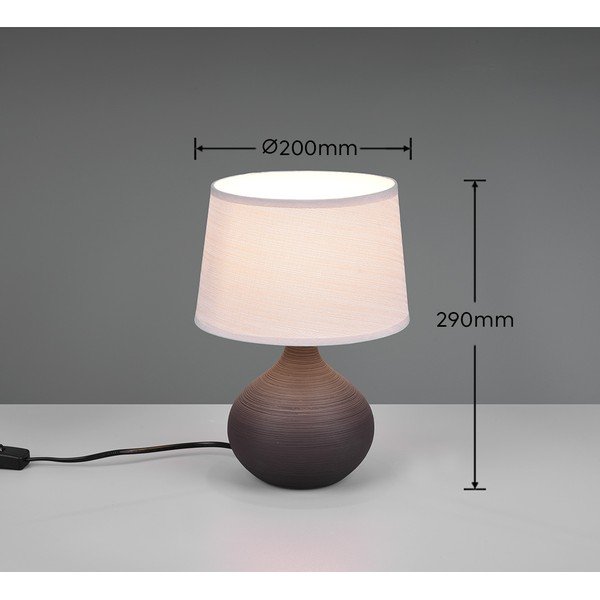 Ciemnobrązowa lampa stołowa z ceramiki i tkaniny Reality Martin, wys. 29 cm-image-3
