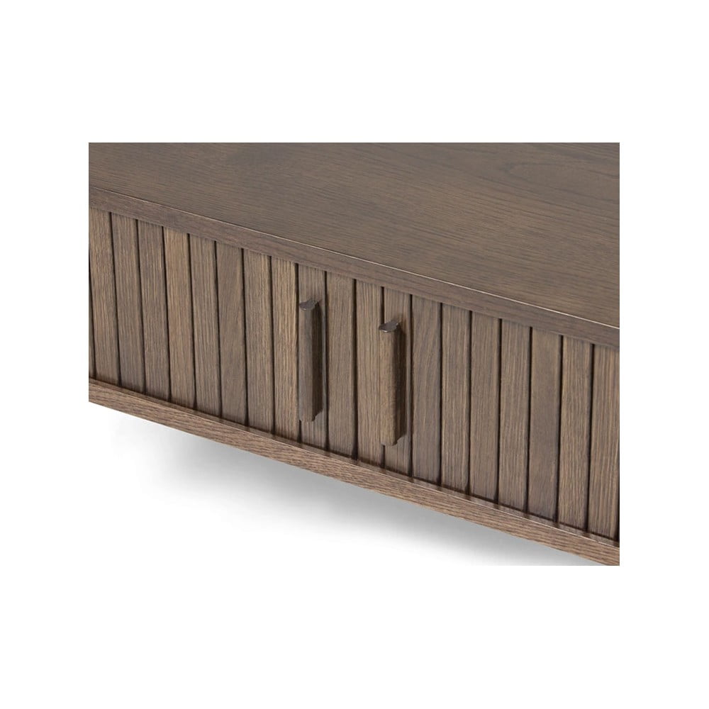 Stolik w dekorze dębu w ciemnym naturalnym kolorze 60x120 cm Meta – Unique Furniture (zdjęcie 4)