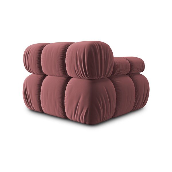 Różowy aksamitny moduł sofy (lewostronny) Bellis – Micadoni Home-image-4