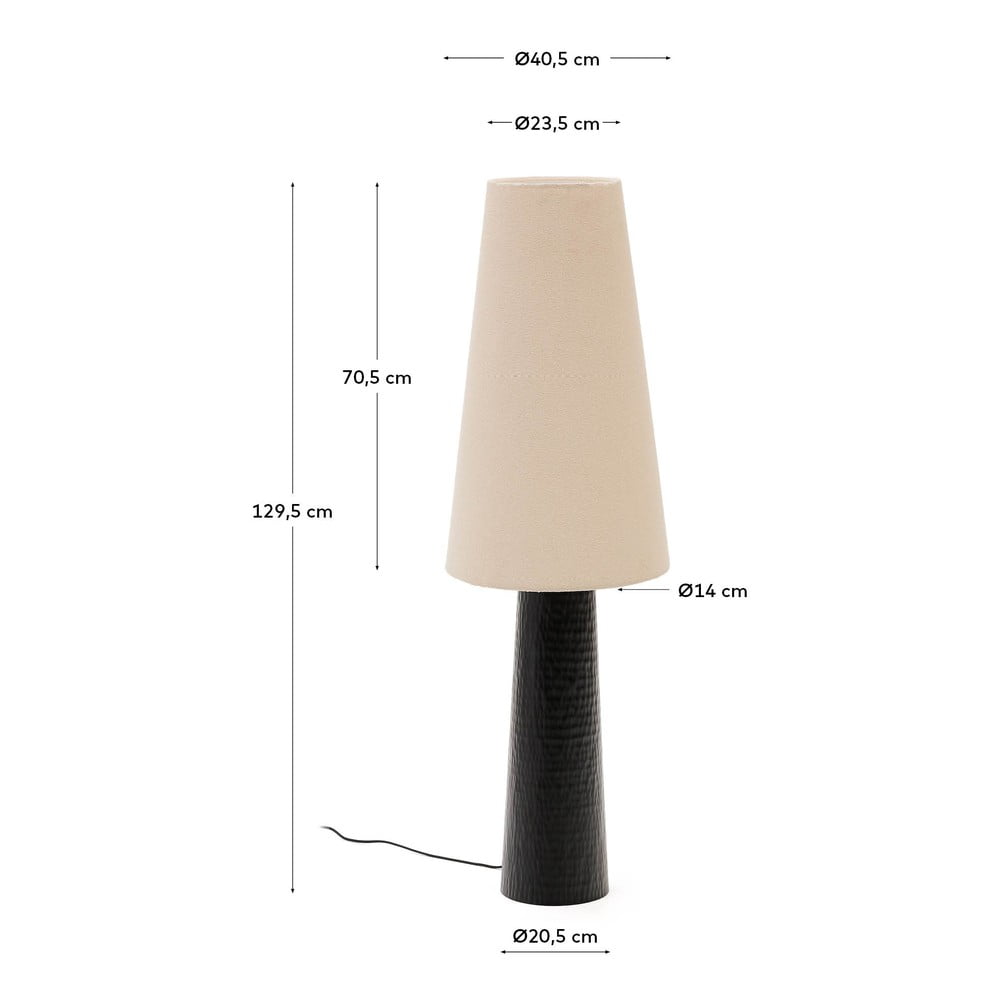 Czarno-kremowa lampa stojąca z tekstylnym kloszem (wysokość 129 cm) Senni – Kave Home (zdjęcie 7)