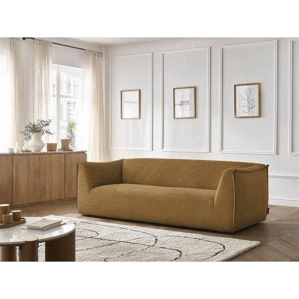 Musztardowa sztruksowa sofa 242 cm Giorgia – Bobochic Paris-image-1