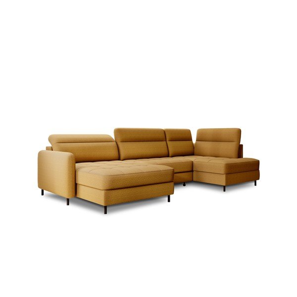 Żółty aksamitny rozkładany/ze schowkiem narożnik (prawostronny/w kształcie litery U) Berrto – ELTAP-image-2