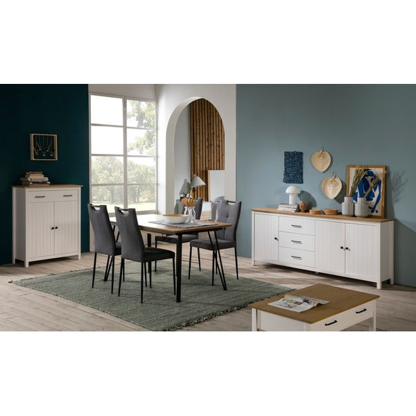 Biała niska komoda z litego drewna sosnowego 190x80 cm Miranda – Marckeric-image-1