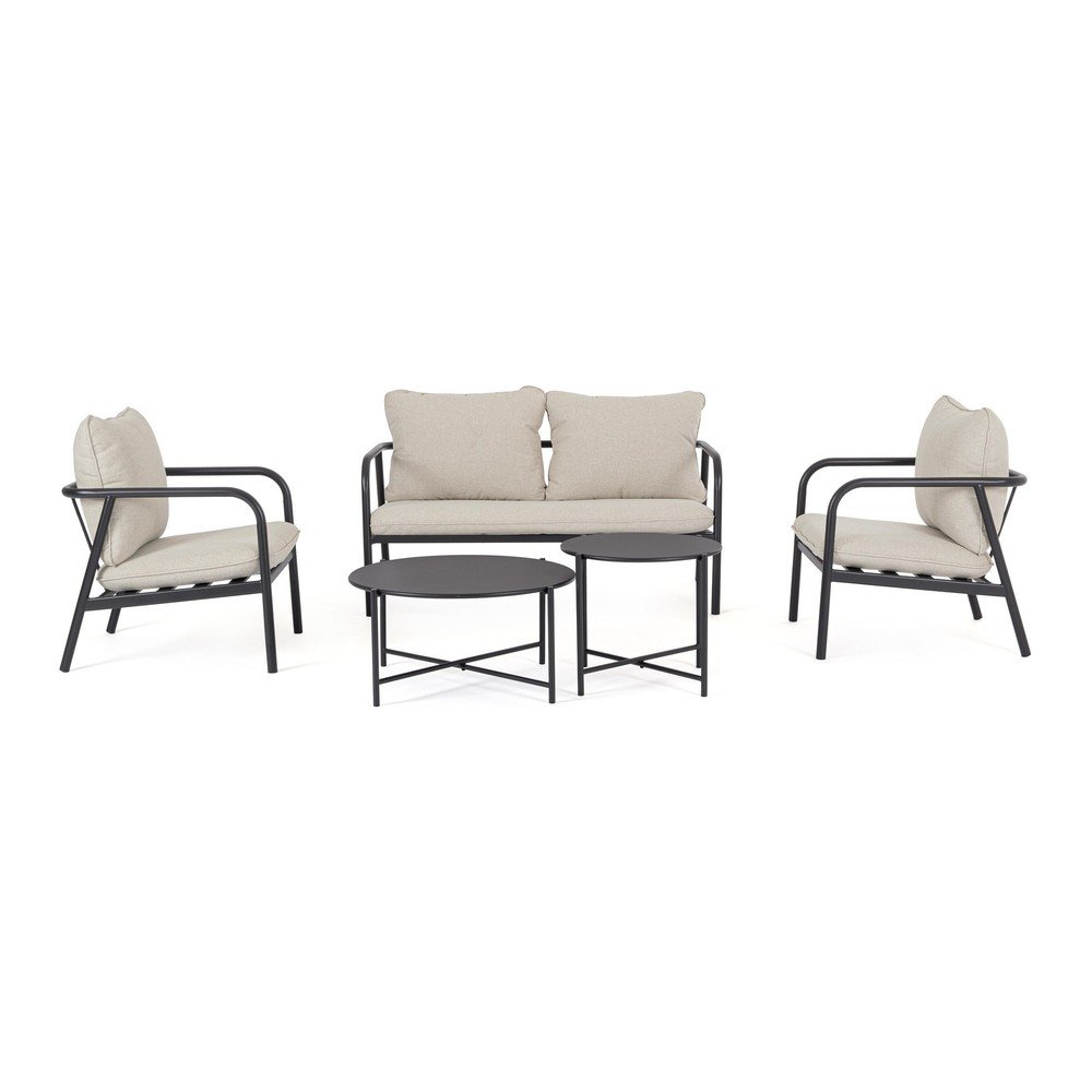 Beżowy stalowy zestaw mebli ogrodowych dla 4 osób Ostuni – Bizzotto