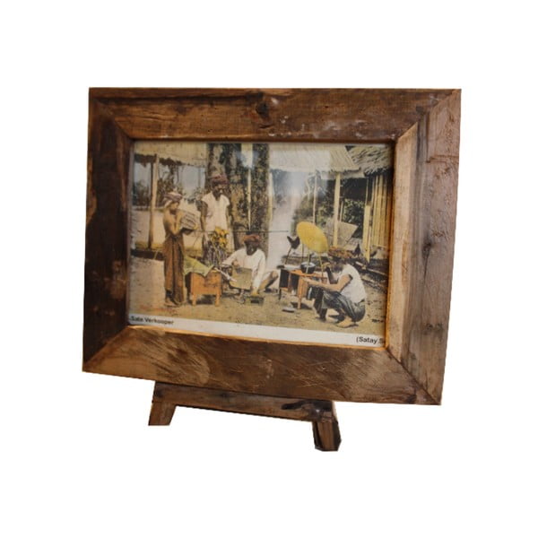 Ramka na zdjęcia z drewna tekowego HSM Collection Antique, 43 x 36 cm