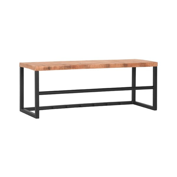 Czarna metalowa ławka z drewnianym siedziskiem LABEL51 Kapstok